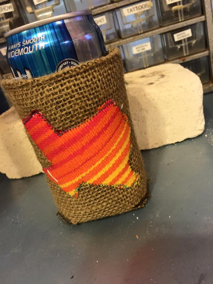 Burlap Texas Koozie