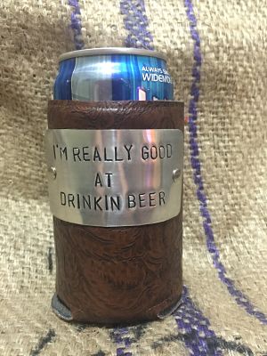 Design Your Own Chocolate Brown Faux leather Koozie