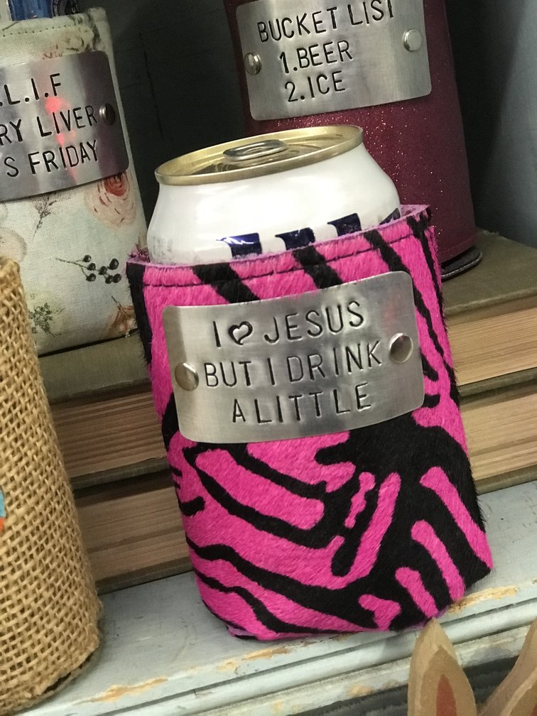 Design Your Own Pink Zebra Hide Koozie