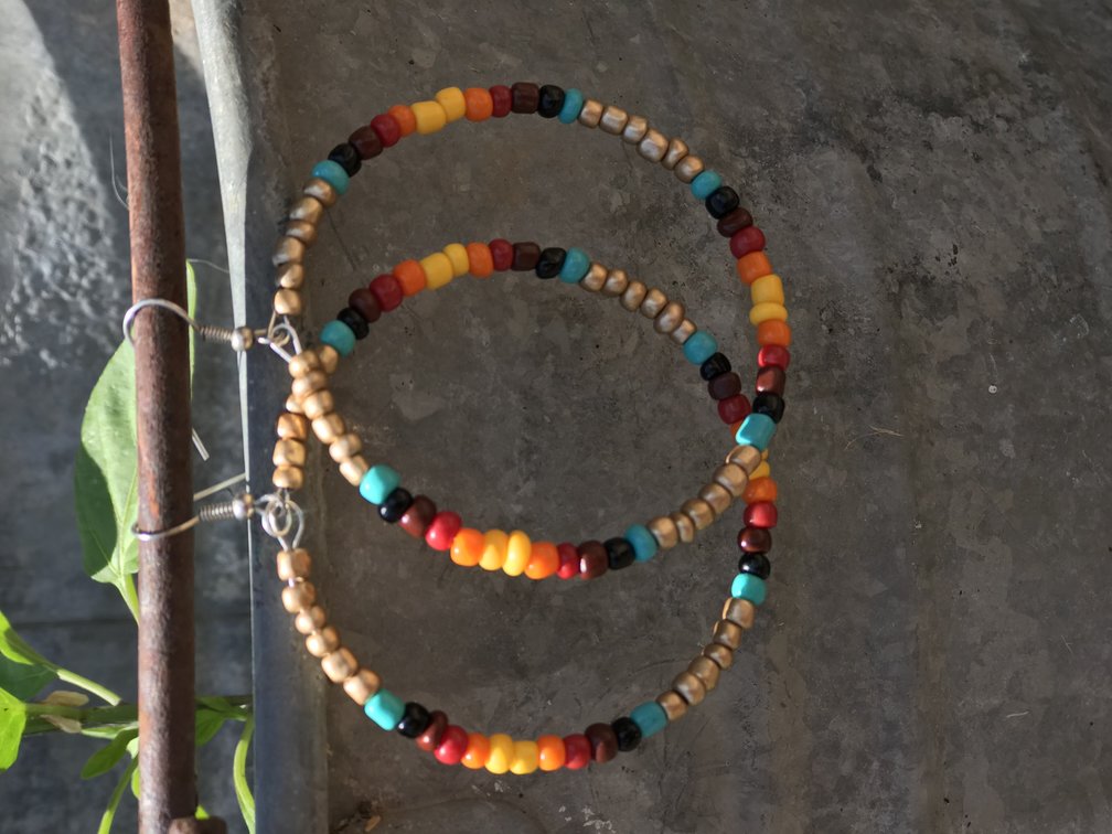 Gold Serape Beaded Hoops